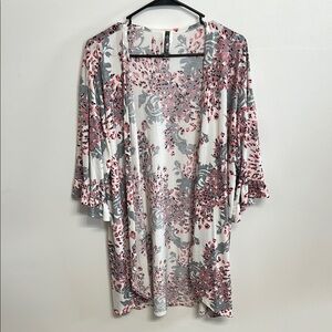 Glitzy Girlz Floral Kimono Pink and Gray